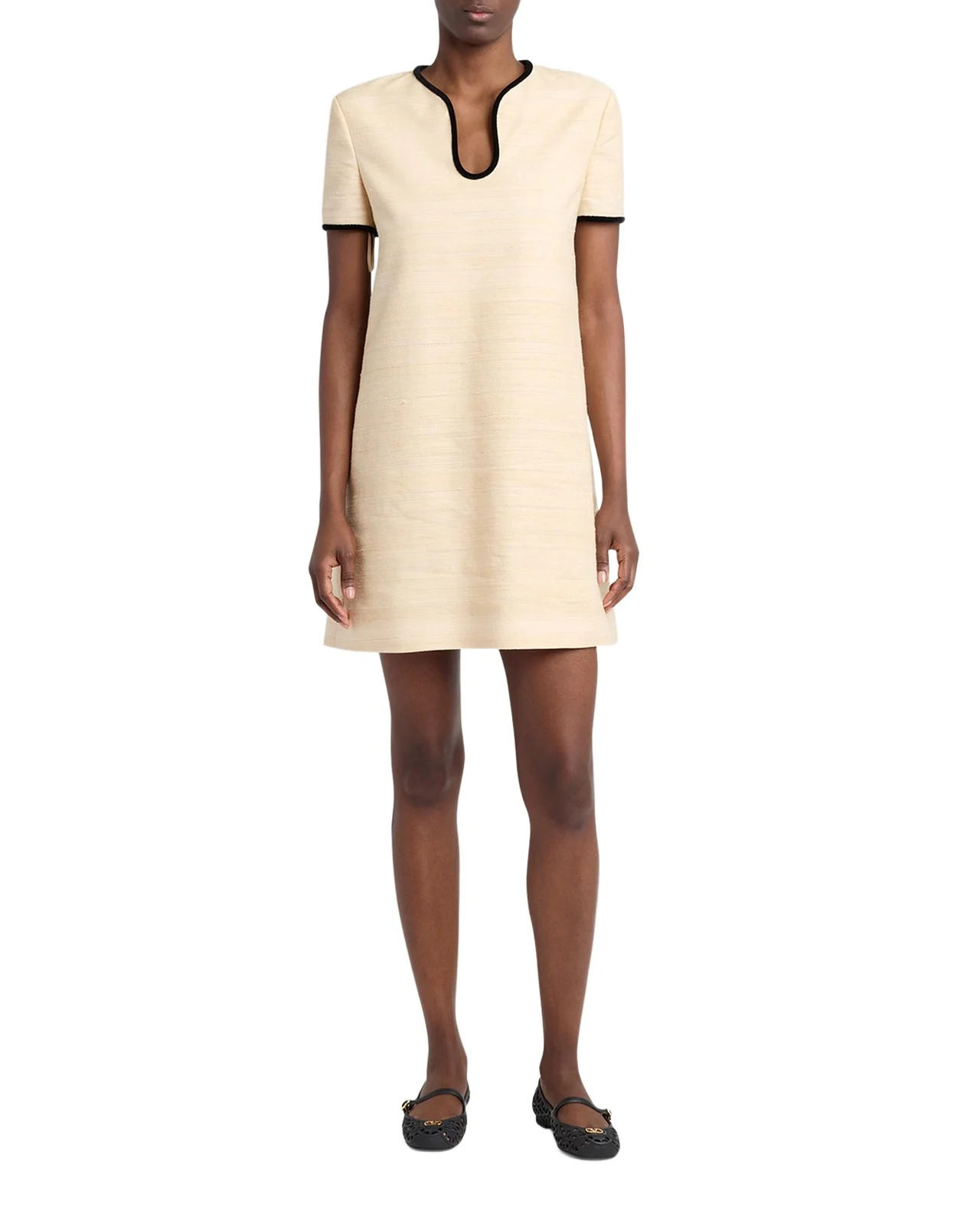 Woven Silk Short-Sleeve Mini Dress Woven Silk Short-Sleeve Mini Dress