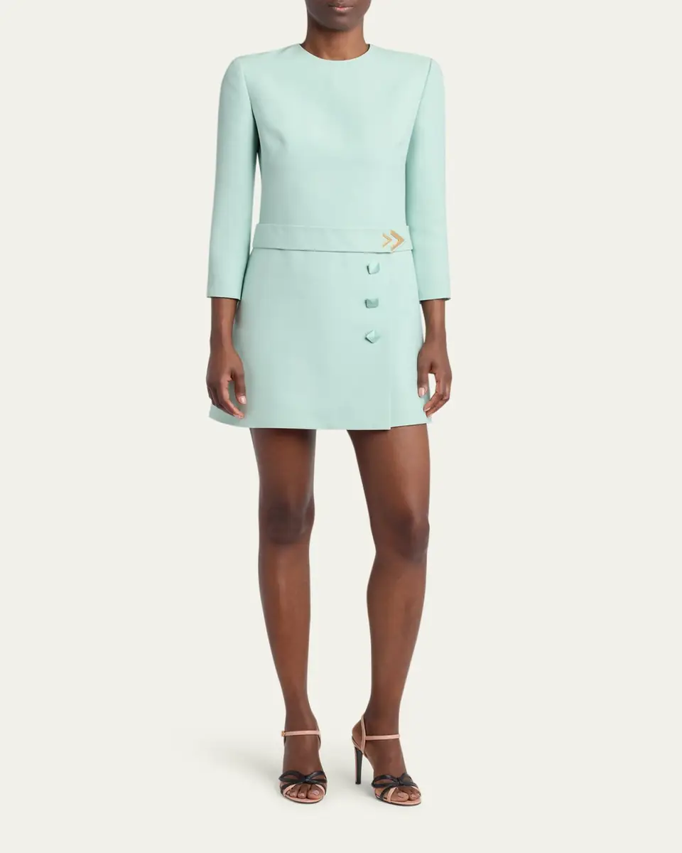 Valentino Garavani Crepe Couture Belted VLogo Mini Dress | Thumbnail 2