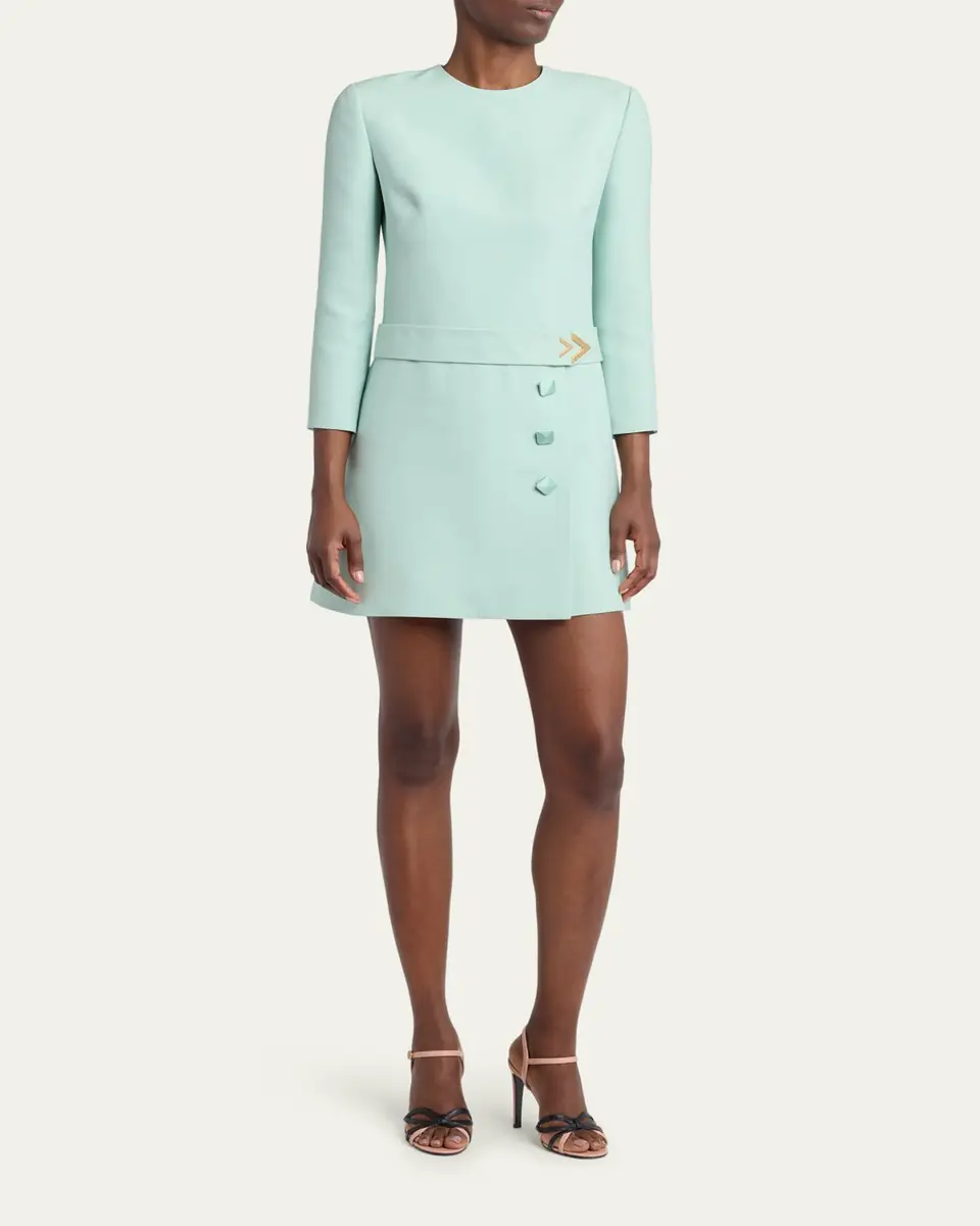 Valentino Garavani Crepe Couture Belted VLogo Mini Dress | Thumbnail 4