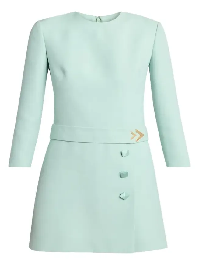 Crepe Couture Belted VLogo Mini Dress Crepe Couture Belted VLogo Mini Dress