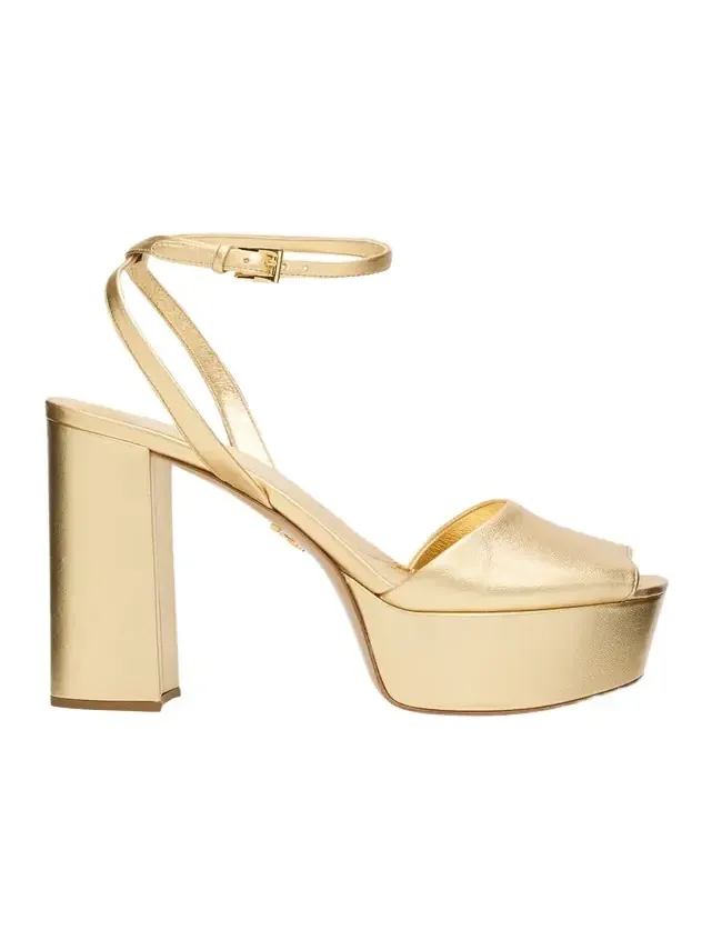 115mm Metallic Leather Platform Sandals