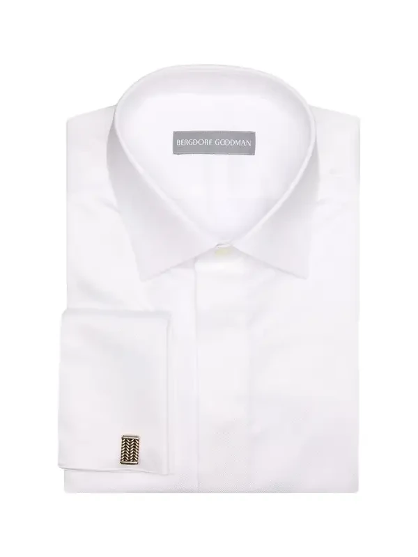 Bergdorf Goodman Men's Cotton Micro-Textured French Cuff Dress Shirt