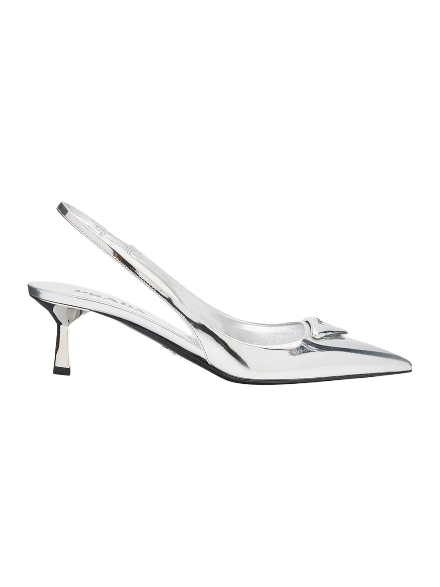 55mm Metallic Leather Slingback Pumps 55mm Metallic Leather Slingback Pumps
