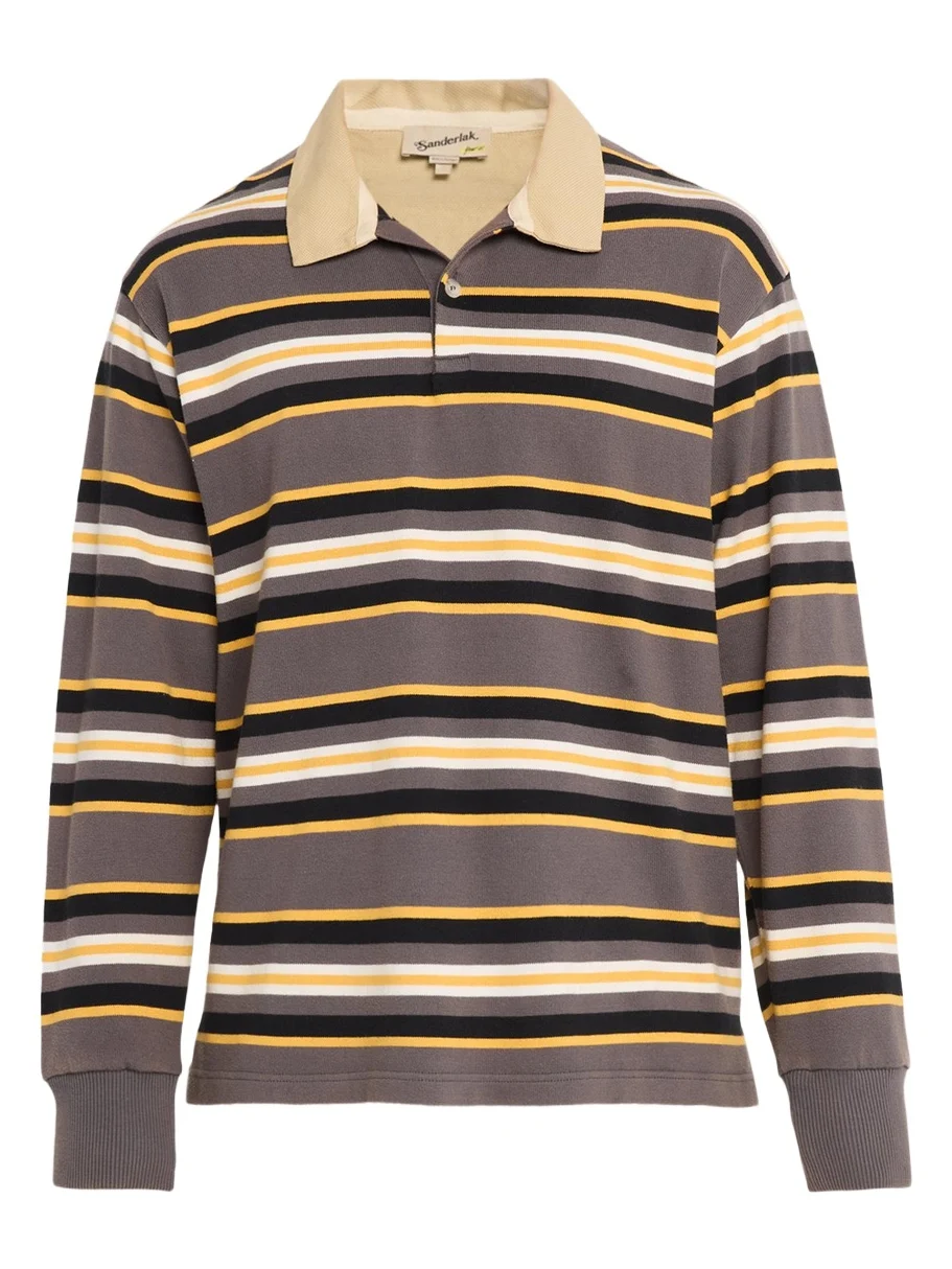 Sanderlak Men's Rugby Striped Polo Shirt
