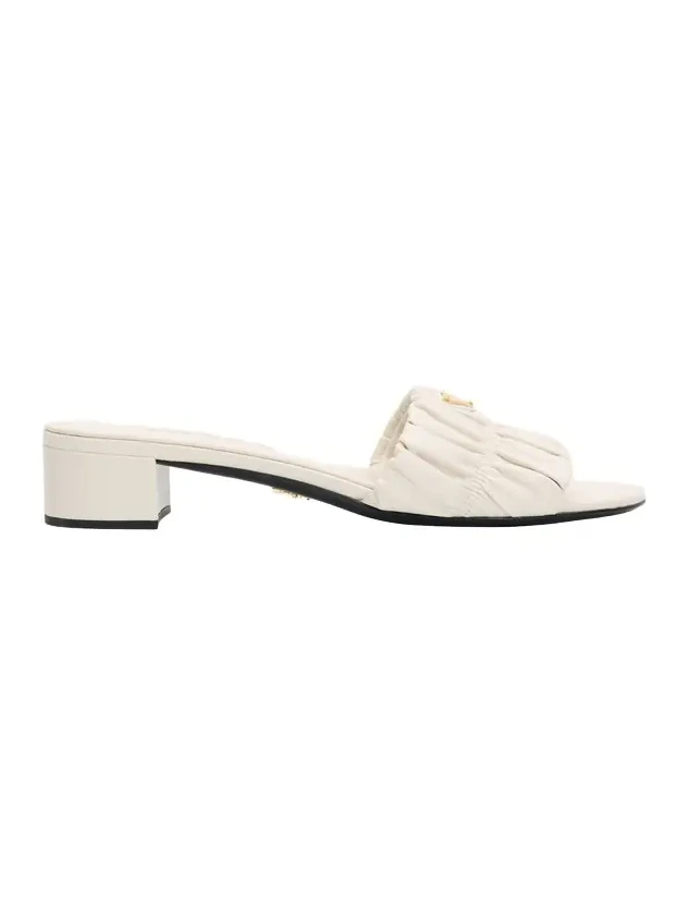 35mm Matelasse Nappa Leather Block-Heel Sandals