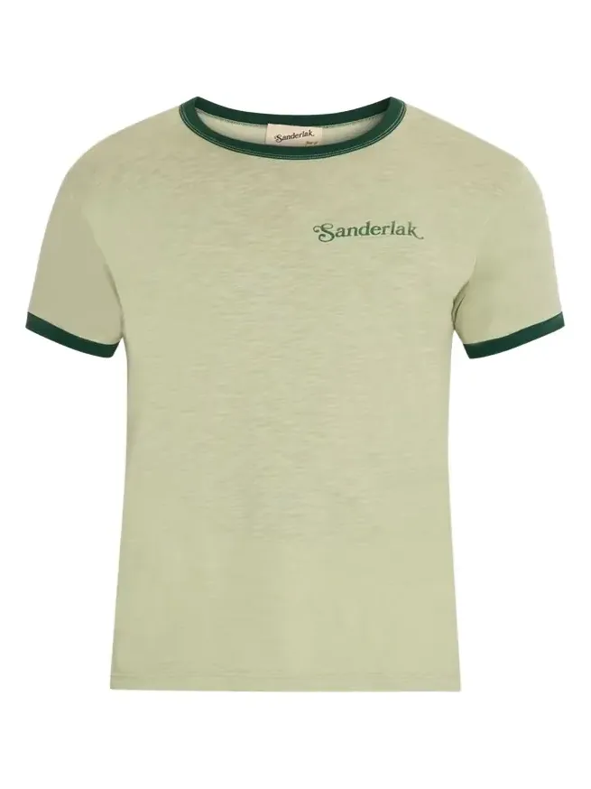Sanderlak Men's Contrast-Rib Logo Crewneck T-Shirt