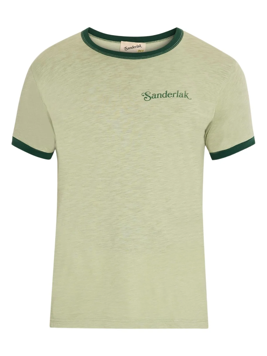 Sanderlak Men's Contrast-Rib Logo Crewneck T-Shirt