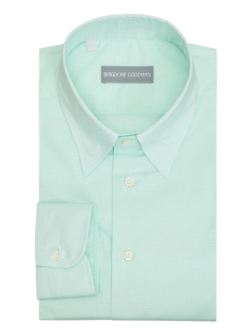 Men's Cotton Micro-Check Point Collar Dress Shirt Men's Cotton Micro-Check Point Collar Dress Shirt