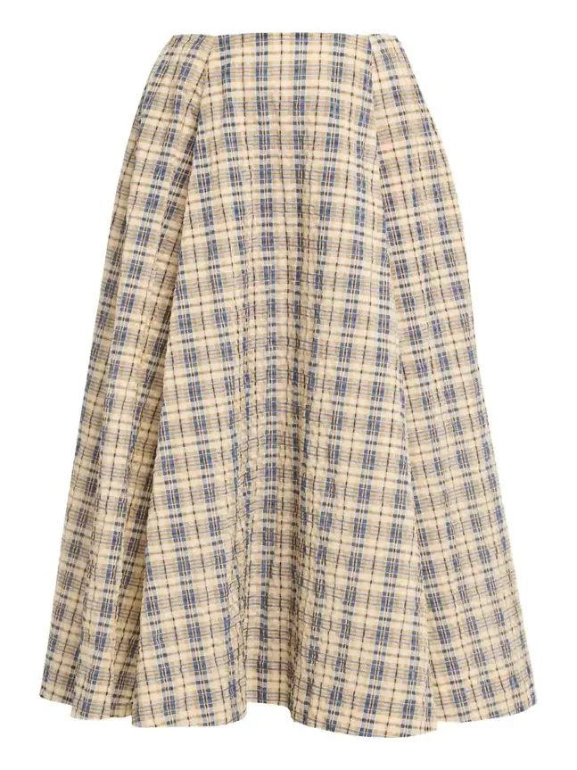 Kennedy Check Seersucker Midi Skirt Kennedy Check Seersucker Midi Skirt