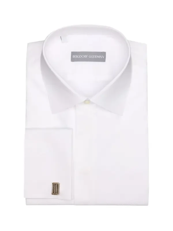 Men's Cotton Piquet-Front French Cuff Dress Shirt
