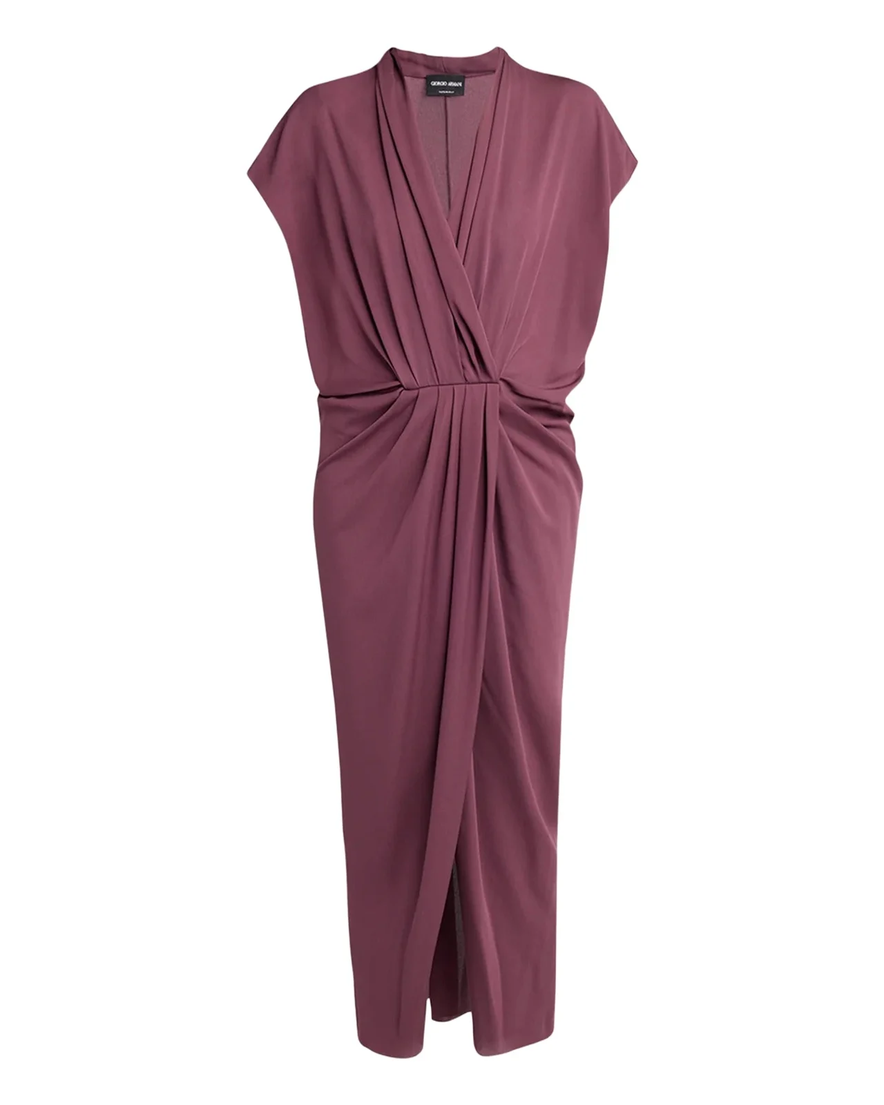 Giorgio Armani Pleat Draped Silk Midi Dress