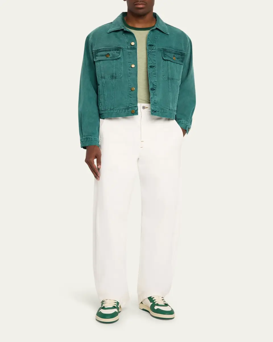 Sanderlak Men's Cropped Washed Denim Jacket | Thumbnail 7 Sanderlak Men's Cropped Washed Denim Jacket | Thumbnail 7