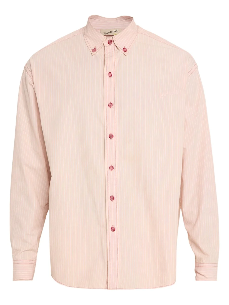 Sanderlak Men's Stripe Poplin Oversized Button-Down Shirt