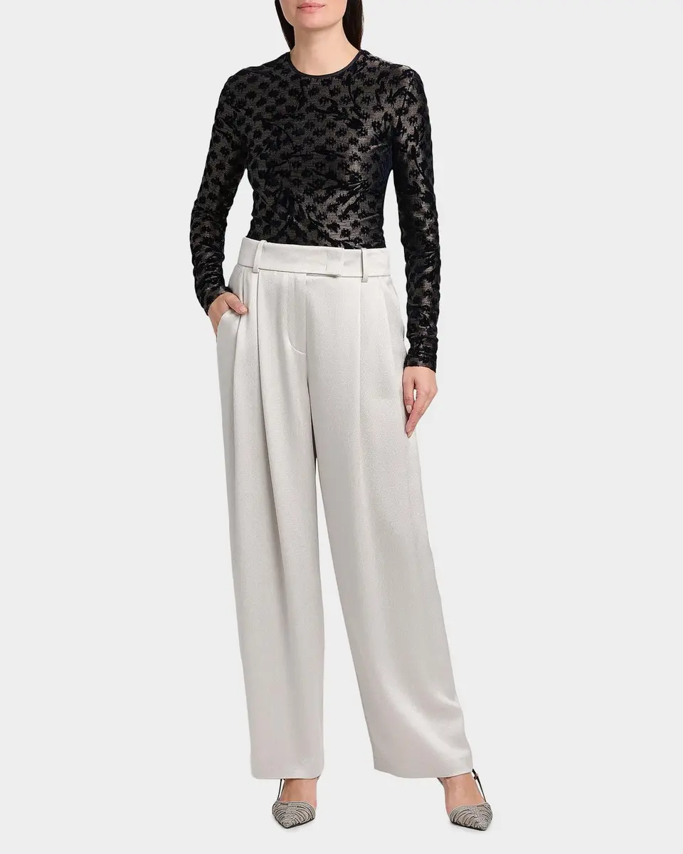 Giorgio Armani Floral Metallic Burnout Long-Sleeve Top | Thumbnail 2 Giorgio Armani Floral Metallic Burnout Long-Sleeve Top | Thumbnail 2