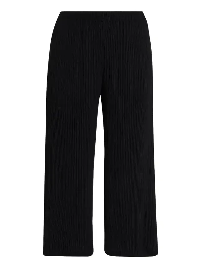 Hatching Plisse Straight-Leg Crop Pants Hatching Plisse Straight-Leg Crop Pants