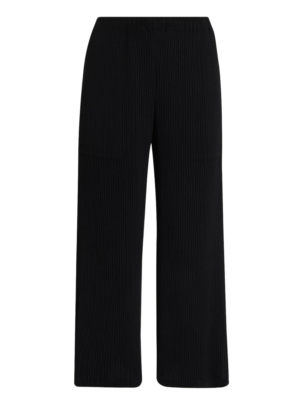 Hatching Plisse Straight-Leg Crop Pants