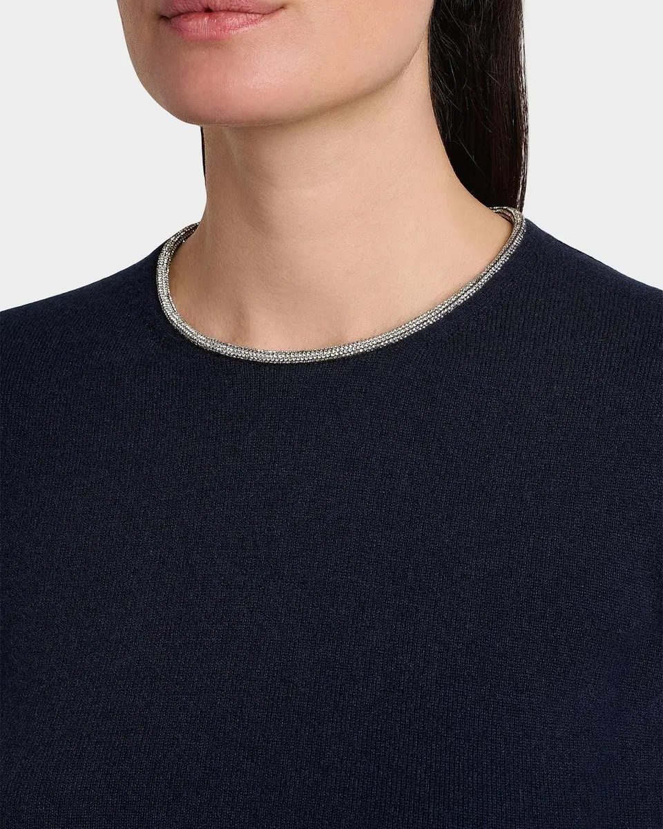 Giorgio Armani Crystal-Collar Cashmere Short-Sleeve Crop Sweater | Thumbnail 5 Giorgio Armani Crystal-Collar Cashmere Short-Sleeve Crop Sweater | Thumbnail 5