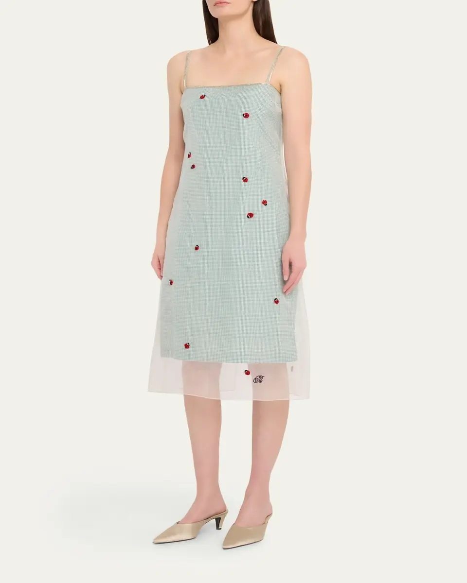 BERNADETTE Rachel Ladybug Embellished Layered Midi Slip Dress | Thumbnail 4 BERNADETTE Rachel Ladybug Embellished Layered Midi Slip Dress | Thumbnail 4