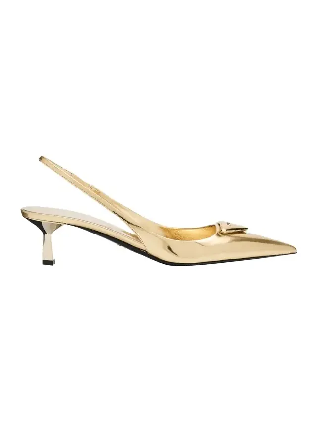 55mm Metallic Leather Slingback Pumps 55mm Metallic Leather Slingback Pumps