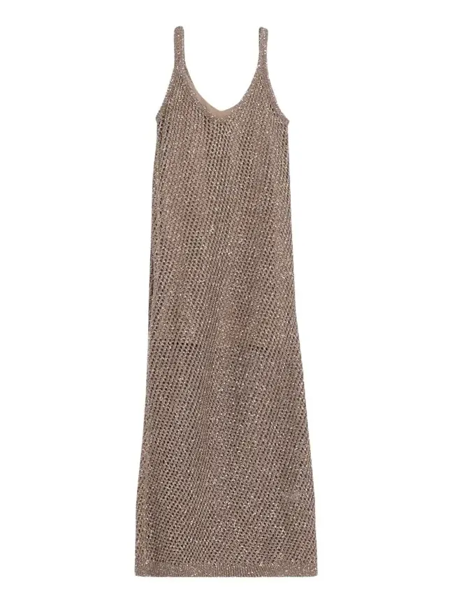 Shimmering Net Knit Sleeveless Maxi Dress Shimmering Net Knit Sleeveless Maxi Dress