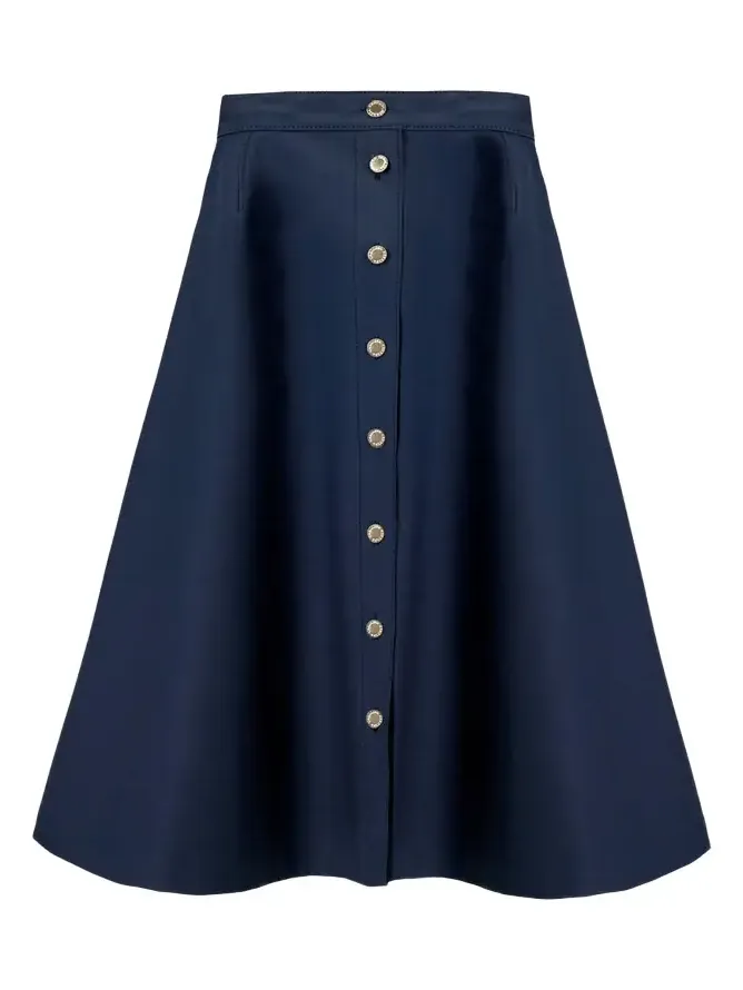Button-Front Cotton Midi Skirt Button-Front Cotton Midi Skirt