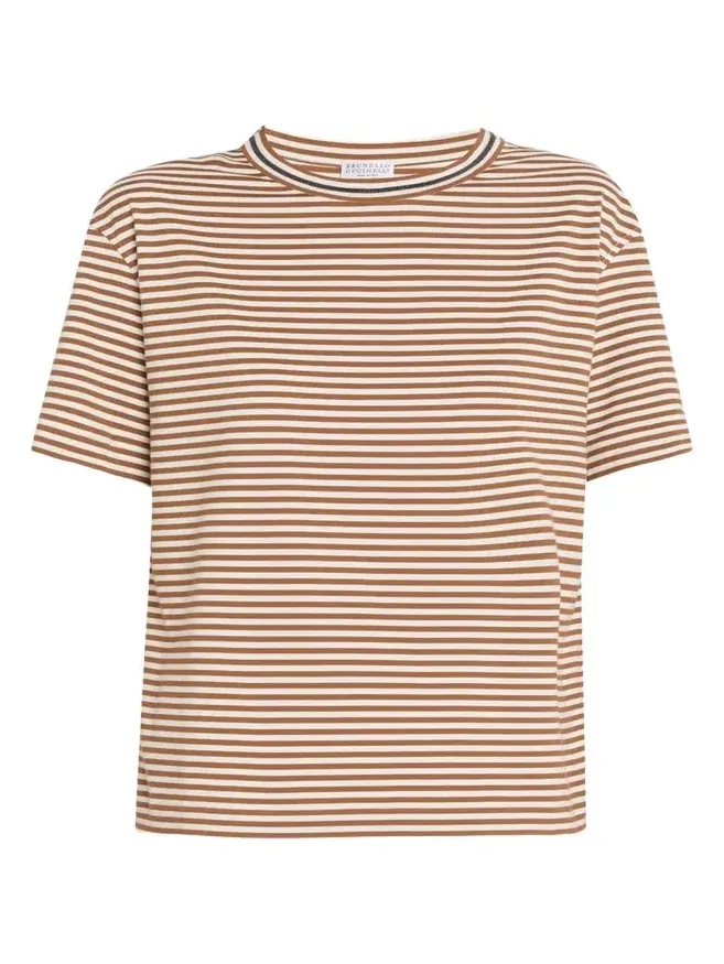 Monili Trim Striped Cotton T-Shirt Monili Trim Striped Cotton T-Shirt