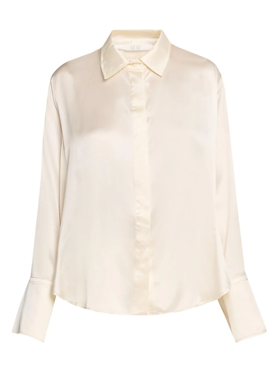 ALL THREE Zoraya Silk Button-Front Shirt
