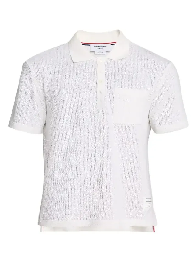 Men's Textured Cotton and Linen Polo Shirt Men's Textured Cotton and Linen Polo Shirt