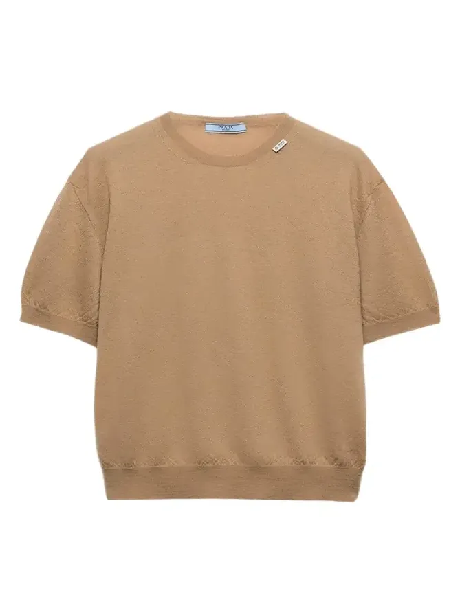 Cashmere Short-Sleeve Crewneck Sweater Cashmere Short-Sleeve Crewneck Sweater
