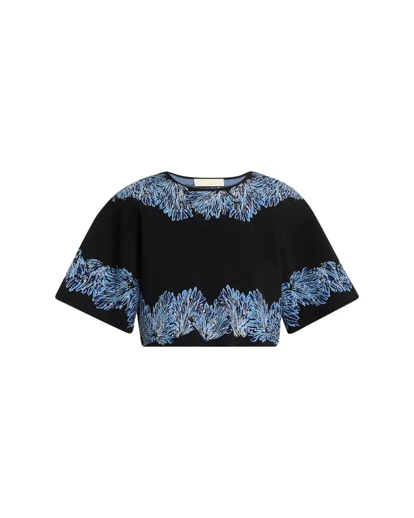 Ulla Johnson Alara Short-Sleeve Jacquard Knit Top | Image 1 Ulla Johnson Alara Short-Sleeve Jacquard Knit Top | Image 1
