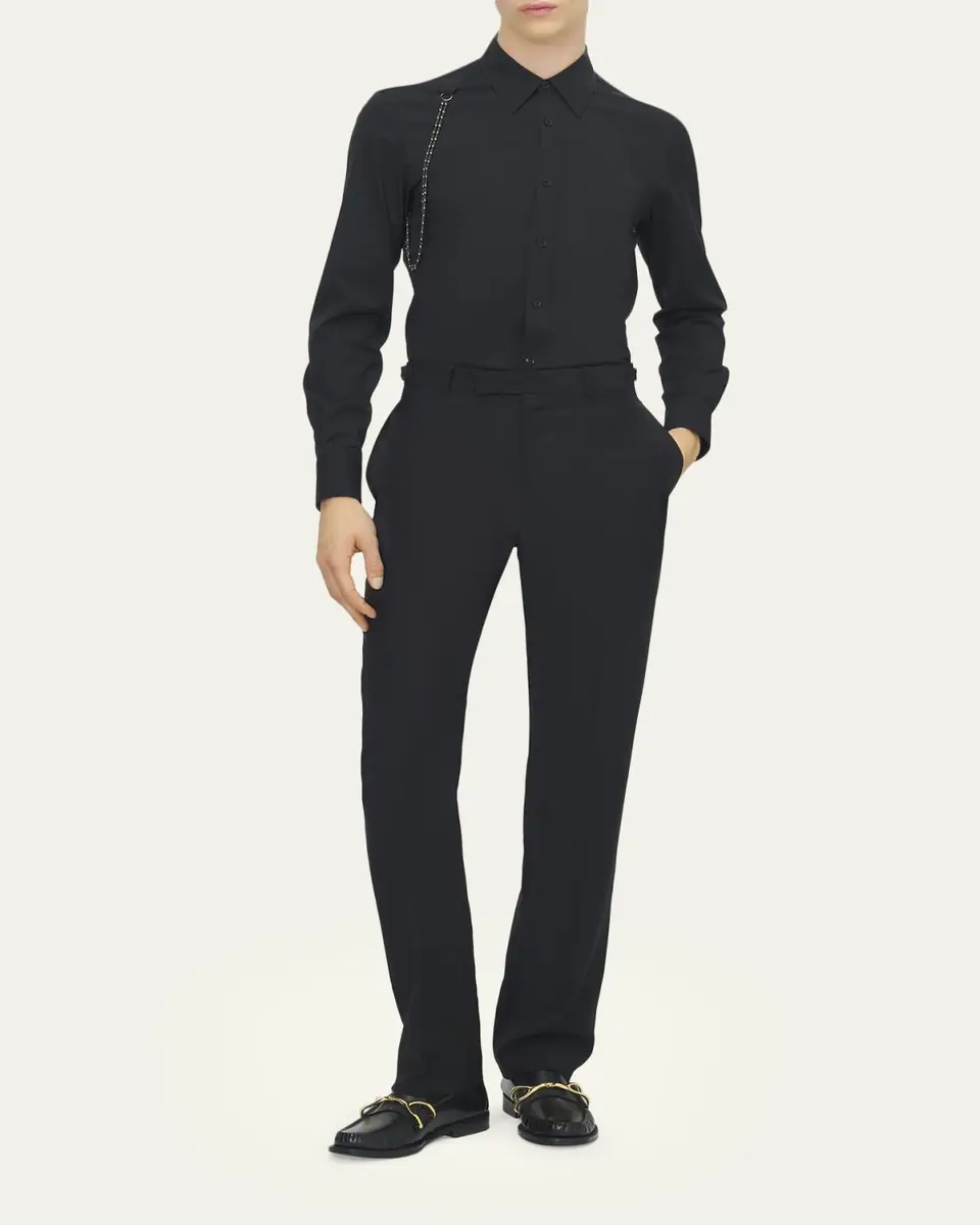Alexander McQueen Men's Cotton Beaded-Harness Sport Shirt | Thumbnail 2 Alexander McQueen Men's Cotton Beaded-Harness Sport Shirt | Thumbnail 2