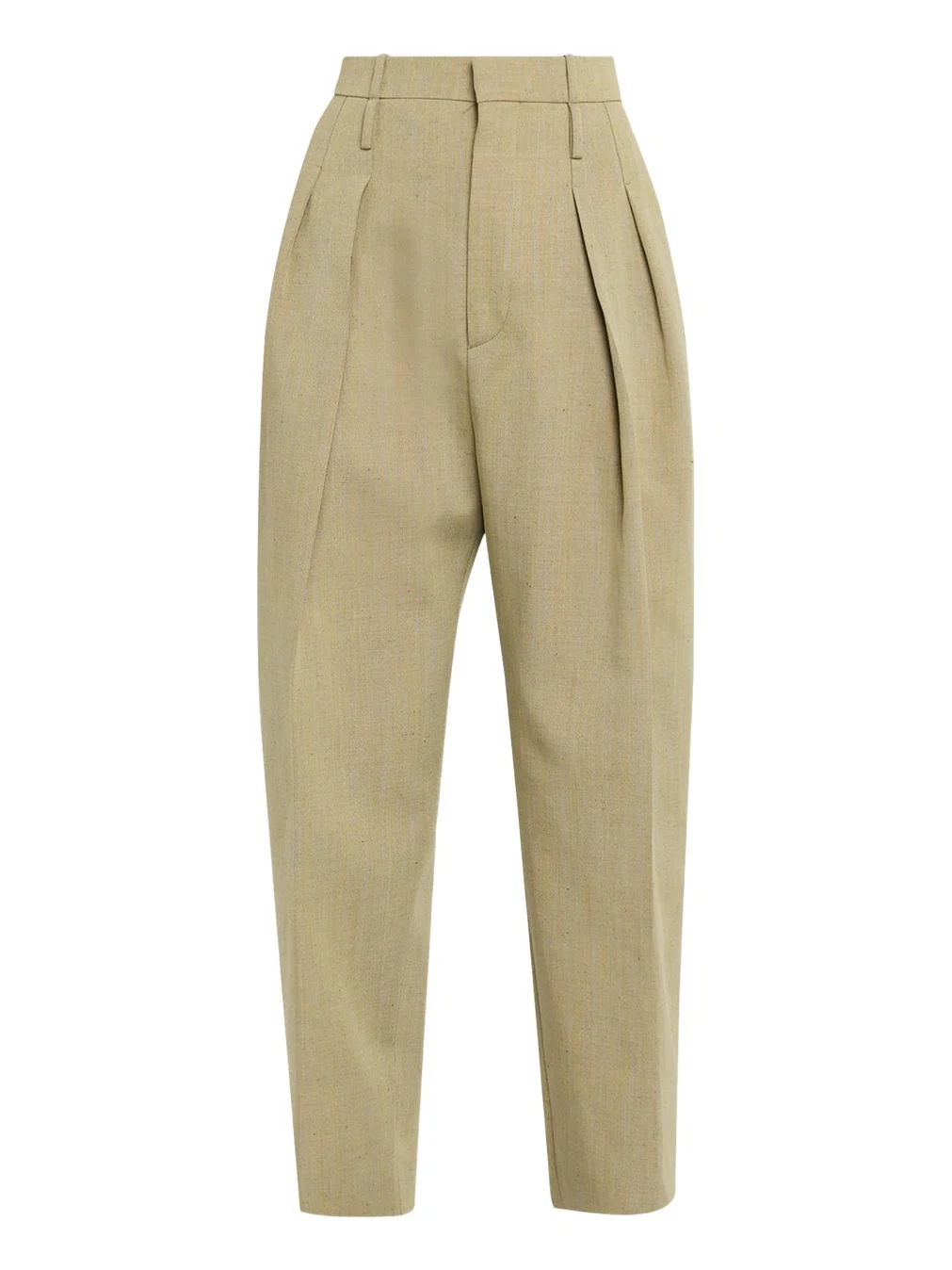 Double-Pleated Wool Straight-Leg Trousers
