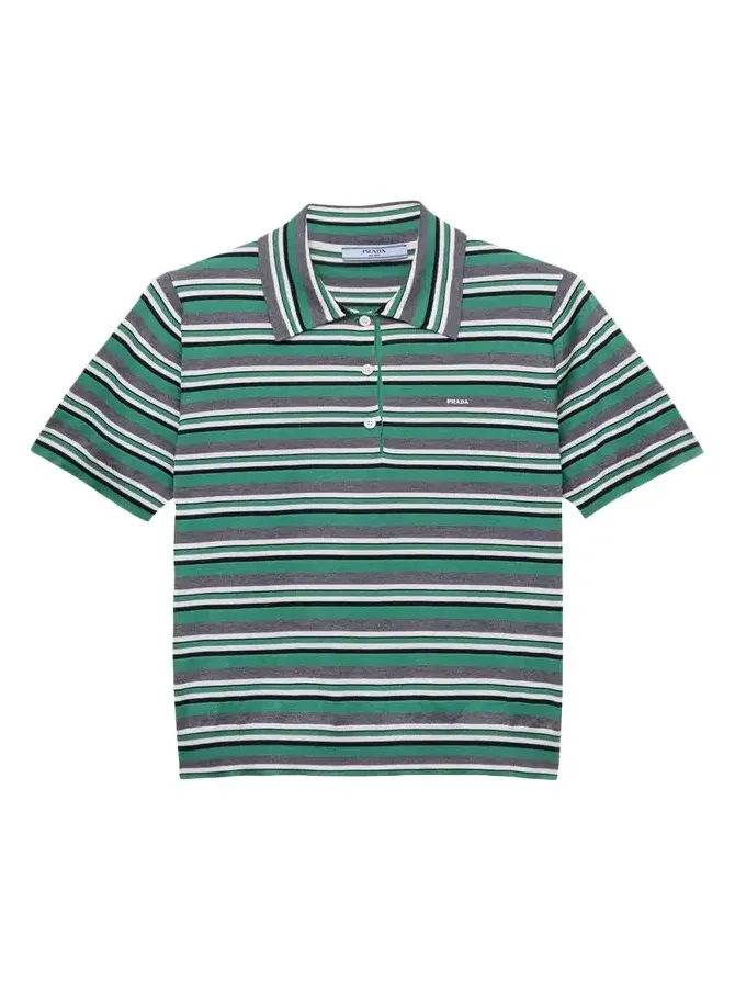 Striped Silk-Cotton Short-Sleeve Polo Shirt