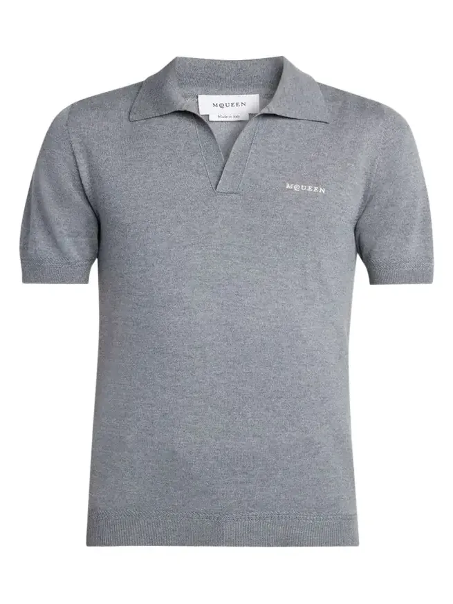 Men's Wool Knit Johnny Collar Short-Sleeve Polo Sweater Men's Wool Knit Johnny Collar Short-Sleeve Polo Sweater