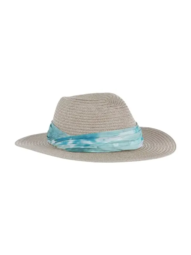 Courtney Sash Woven Packable Fedora
