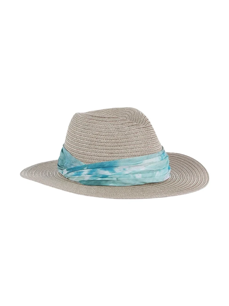 Courtney Sash Woven Packable Fedora