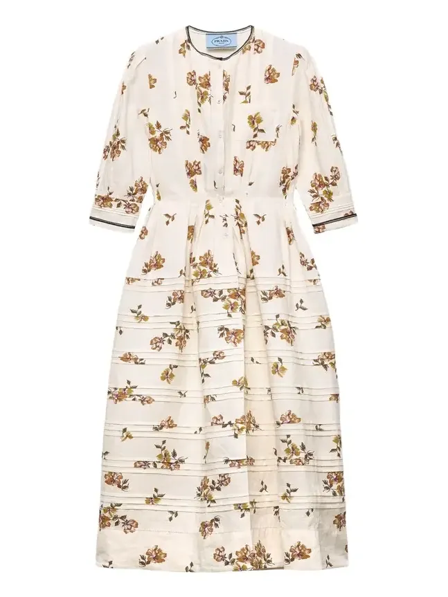 Long Printed Linen Dress Long Printed Linen Dress