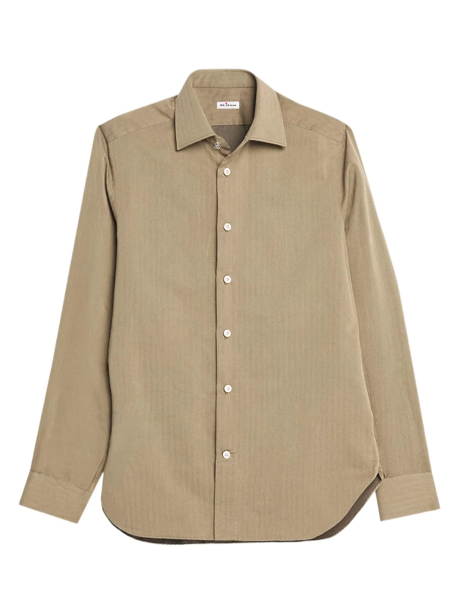 Men's Herringbone Cotton and Lyocell Sport Shirt