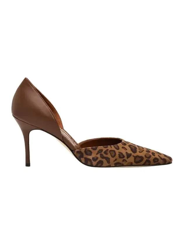 90mm Taylerbinu Leopard Mixed Leather Pumps 90mm Taylerbinu Leopard Mixed Leather Pumps