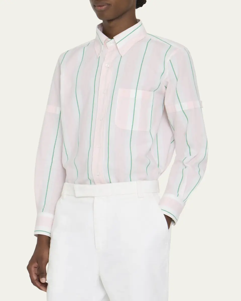 Thom Browne Striped Long-Sleeve Cotton Shirt | Thumbnail 4
