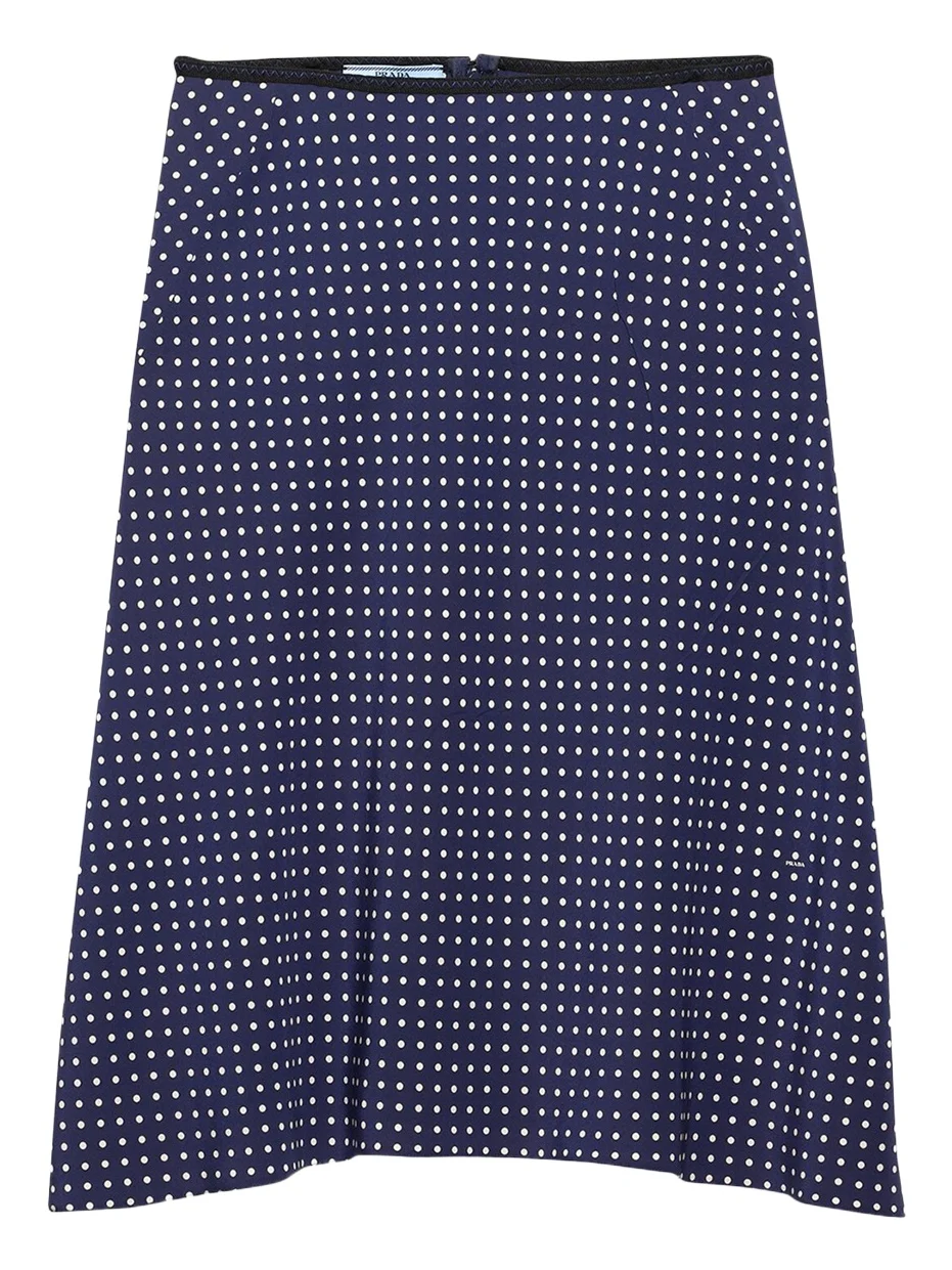 Prada Satin Polka Dot Midi Skirt