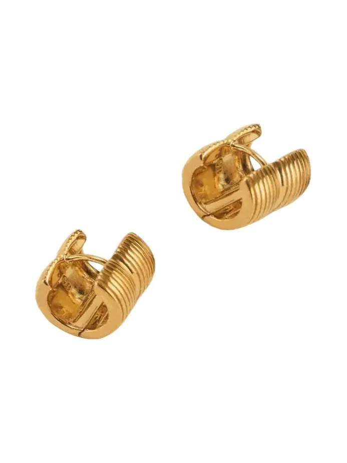 Ribbed Double Huggie Hoop Earrings