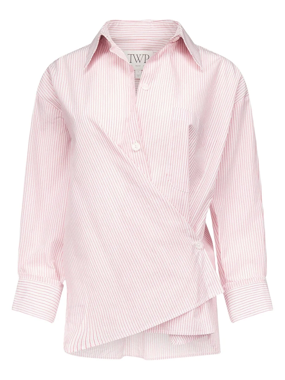 TWP Newest Earl Striped Asymmetric Button-Front Shirt