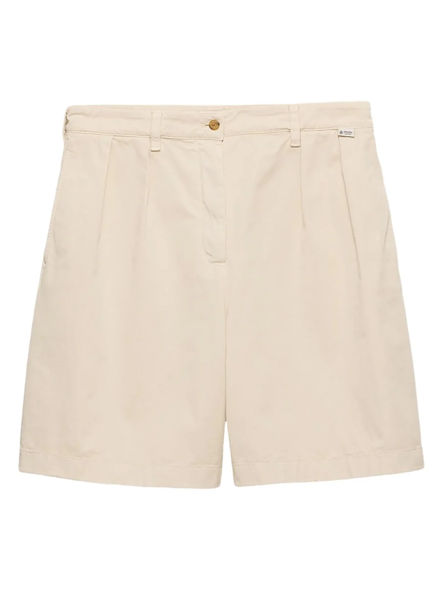 Prada Pleated Cotton Twill Bermuda Shorts