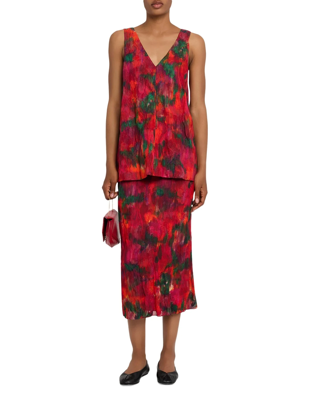 Abstract-Print Crinkled Cotton Midi Skirt Abstract-Print Crinkled Cotton Midi Skirt