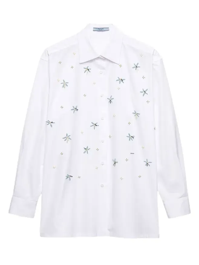 Prada Embellished Cotton Button-Down Shirt