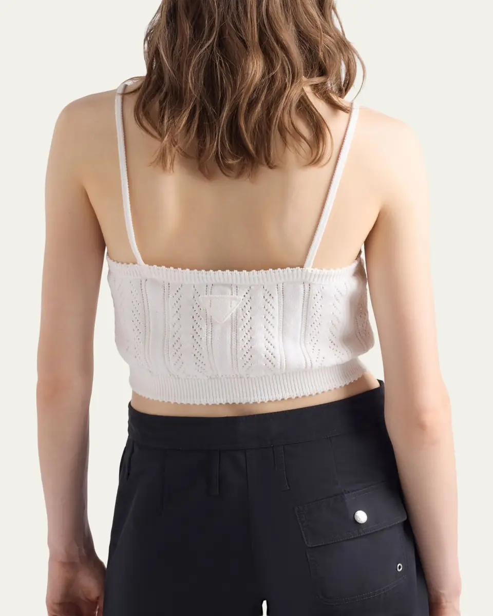 Prada Crop Cotton Tank Top | Thumbnail 3