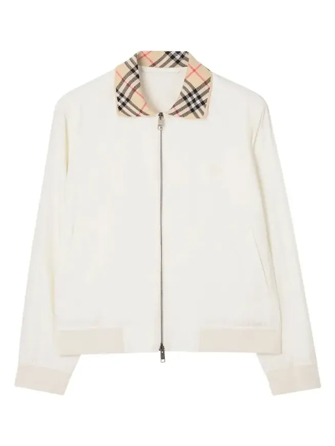 Men's Hayfield Cotton Check-Collar Bomber Jacket Men's Hayfield Cotton Check-Collar Bomber Jacket