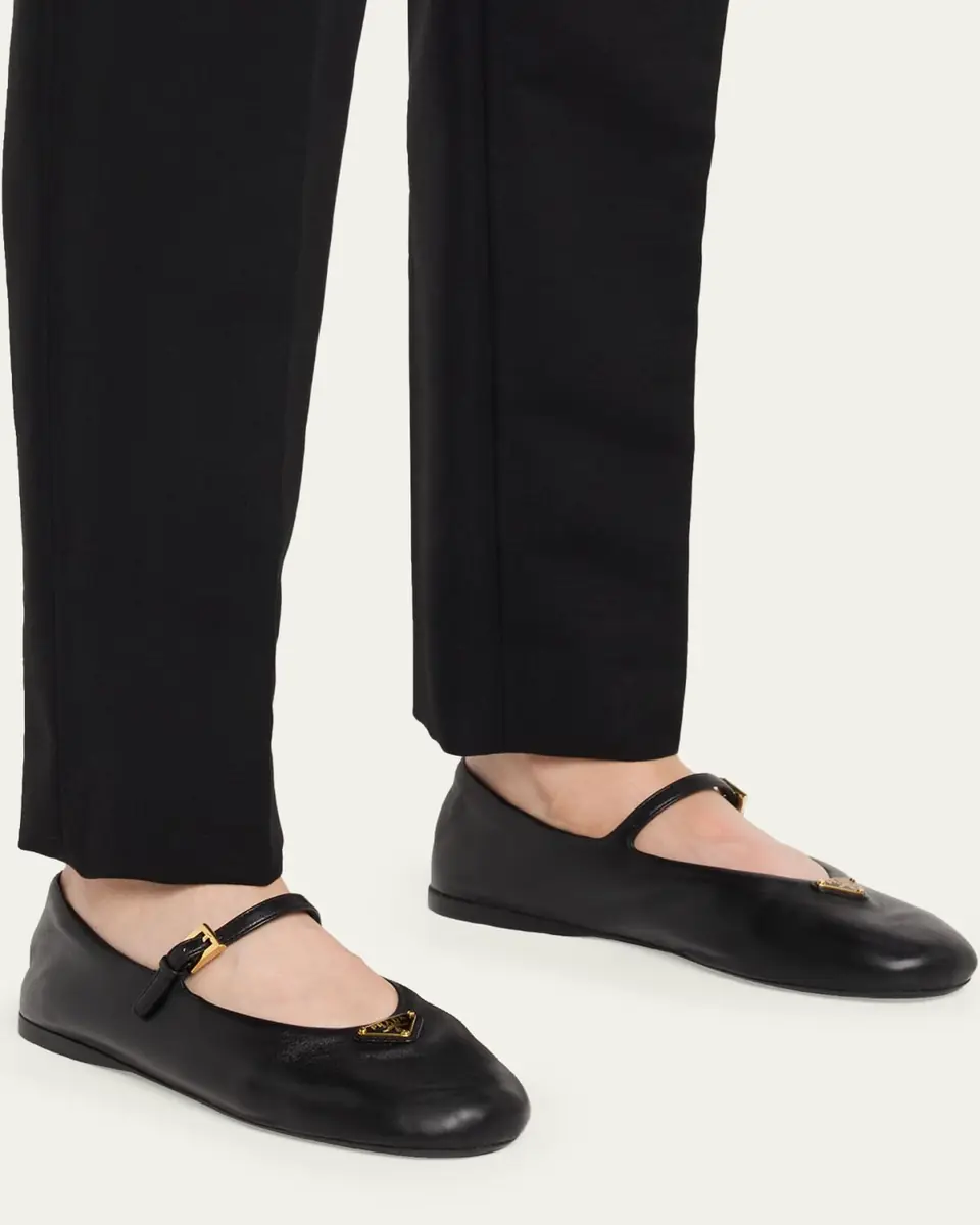 Prada Leather Mary Jane Ballerina Flats | Thumbnail 2