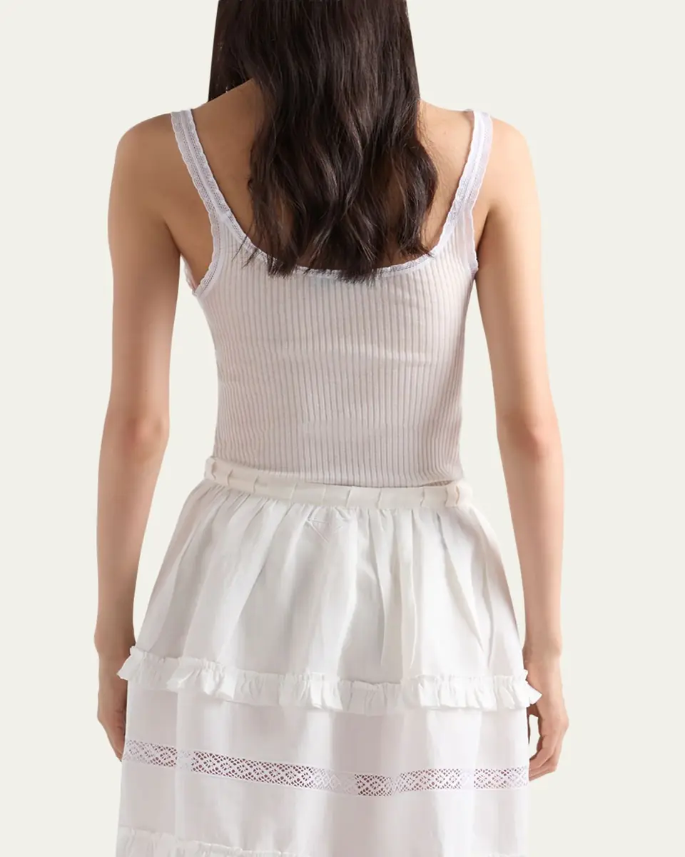 Prada Ribbed Cotton Tank Top | Thumbnail 3 Prada Ribbed Cotton Tank Top | Thumbnail 3